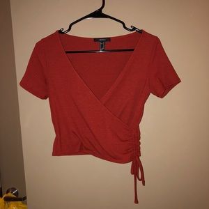 Low cut, tie front top